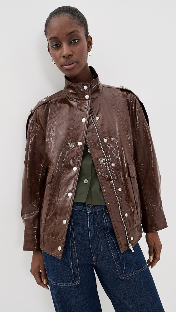 Faux Textured Leather Bomber Jacket | Shopbop