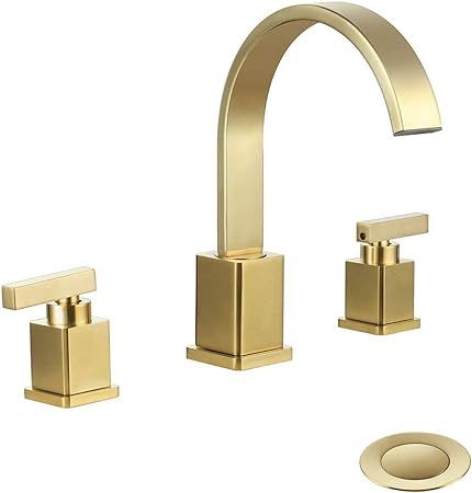 WorbWay Bathroom Faucet Gold, 2 Lever Handle 8 inch Widespread Bathroom Sink Faucet with Pop-Up D... | Amazon (US)