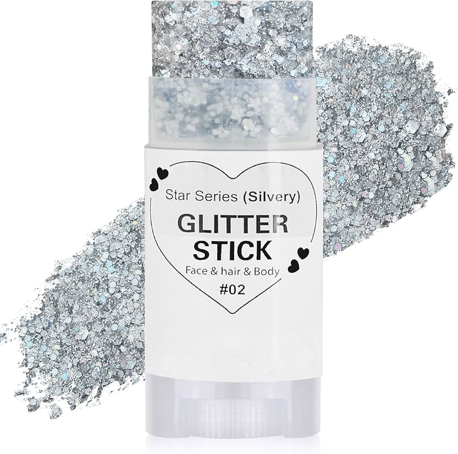 Silver Hair Glitter Stick,Cheer Body Face Glitter,Mardi Gras Outfit for Women,Rave Music Festival... | Amazon (US)