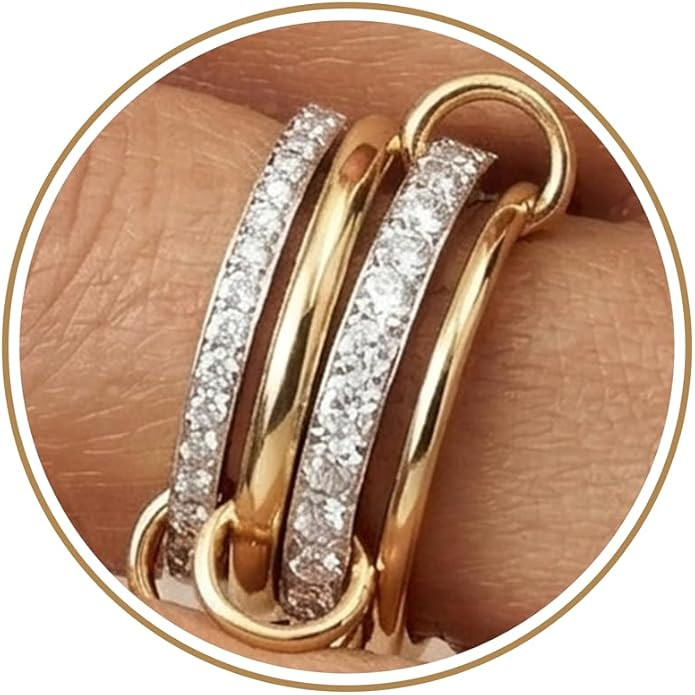 Gelbesty Stackable Gold Silver Band Rings for Women, Statement Chunky Cubic Zirconia Rings, Fashi... | Amazon (US)