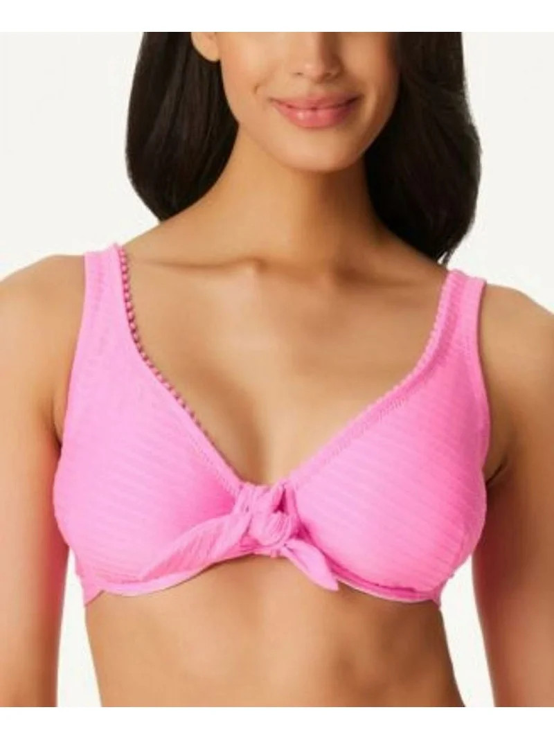 Jessica Simpson FEMME Pretty in Pique Tie-Front Bikini Swim Top, US Medium | Walmart (US)