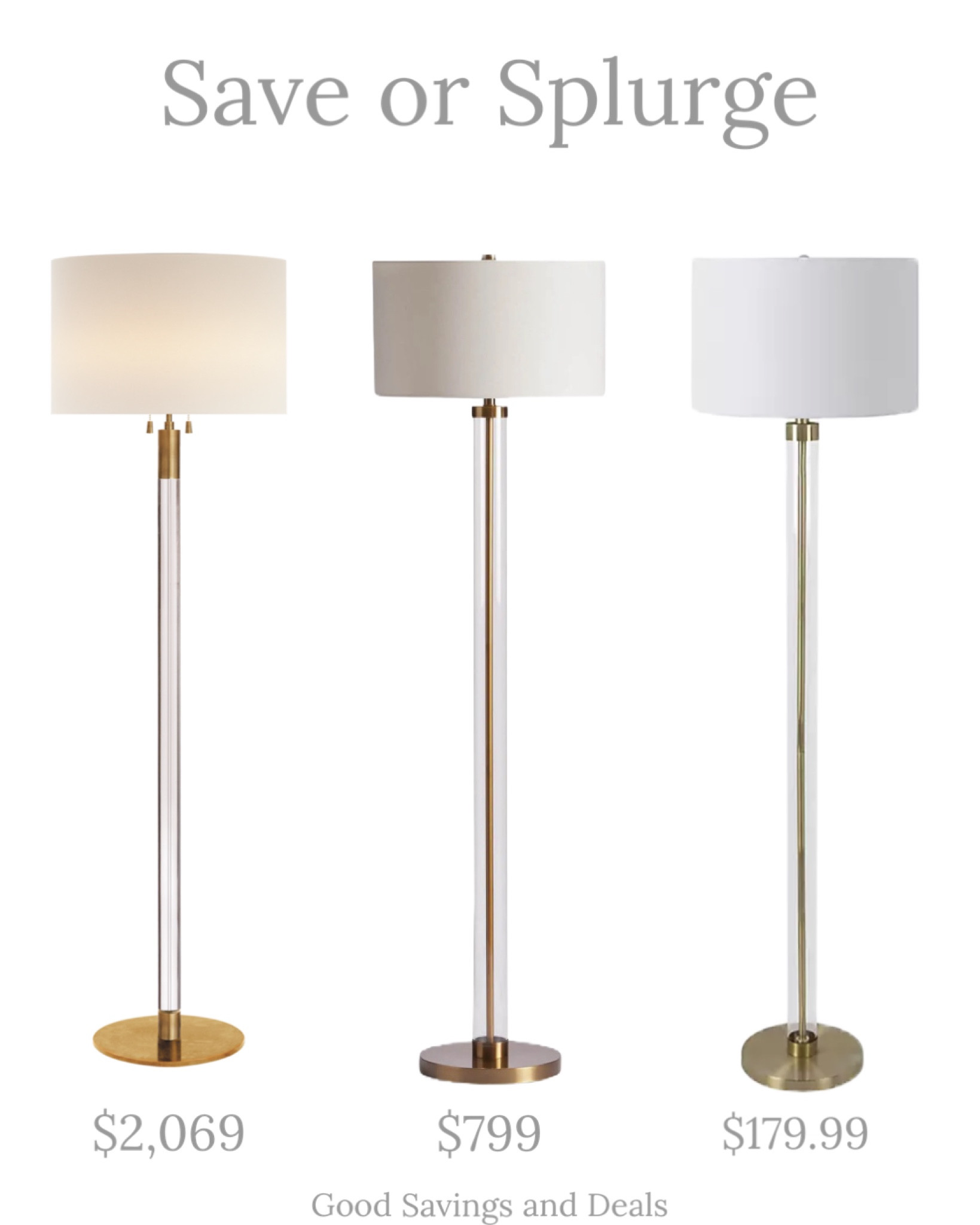 Save or splurge on floor lamps, glass column brass floor lamp, home finds, living room furniture, lighting.

#LTKsalealert #LTKstyletip #LTKhome