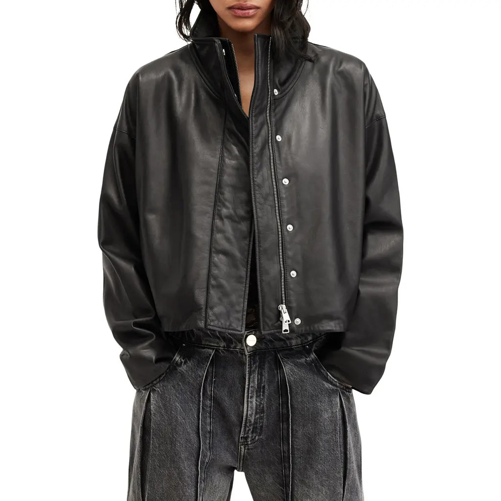 AllSaints Ryder Leather Jacket in Black at Nordstrom, Size Small | Nordstrom