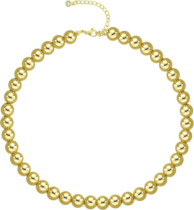 the City Beaded Necklaces for Women, Dainty Choker Necklace, Lightweight Hollow Ball Bead Chain N... | Amazon (US)