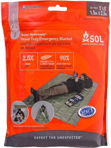 S.O.L. Survive Outdoors Longer S.O.L. Heavy Duty Emergency Blanket, 5 x 8 ft | Amazon (US)