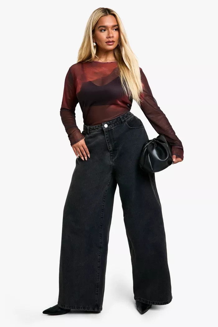 Plus Mesh Long Sleeve Top | boohoo (US & Canada)