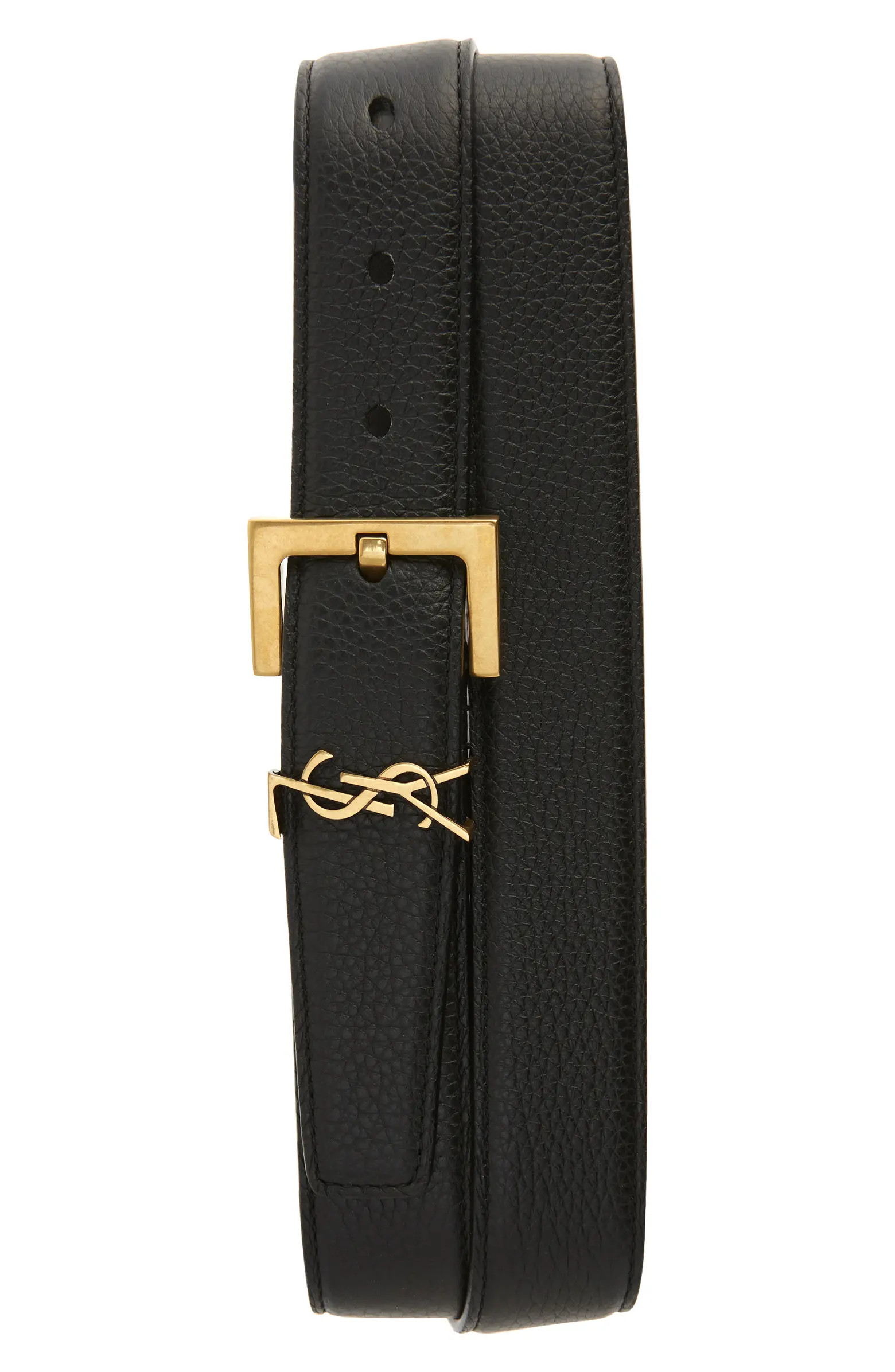 Saint Laurent Monogram Keeper Leather Belt | Nordstrom | Nordstrom