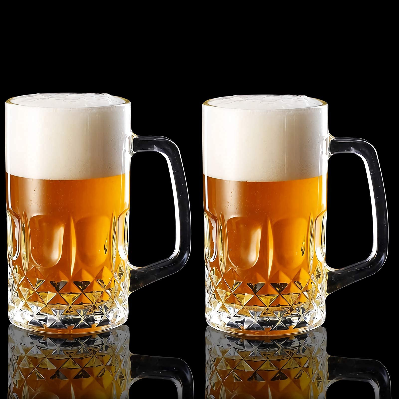 20 OZ Beer Stein Mugs, German Clear Large Tall Beer Glasses With Handle for Men, Set of 2 | Amazon (US)