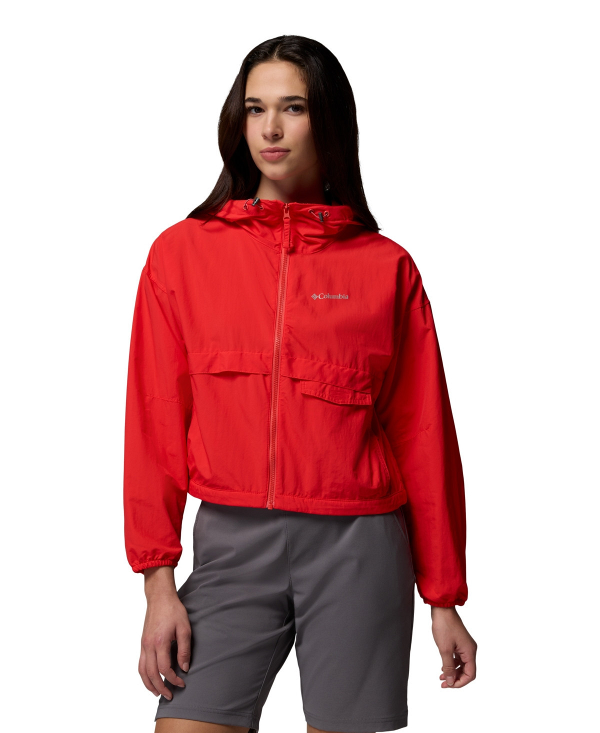 Columbia Women's Spire Valley Cropped Windbreaker Jacket - Poppy Red | Macy's