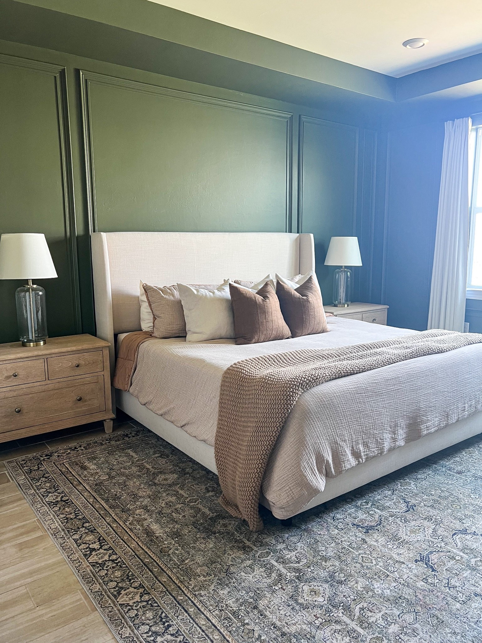 Picture frame molding in our bedroom is complete! I love the double molding and the olive green color! #LTKFamily

#LTKSeasonal #LTKHome
