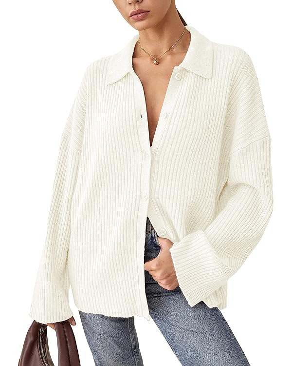 Ugerlov Women's Long Sleeve Collared Cardigan Sweaters Button Down Open Front Cardigan Cashmere S... | Amazon (US)