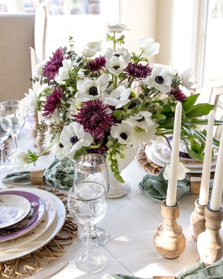 You can enhance the beauty of any tablescape by incorporating subtle accents such as bud vases with the remaining flowers left from making the centerpiece or you can also add candles! Sharing sources to records yours!

#LTKSeasonal #LTKfamily #LTKhome