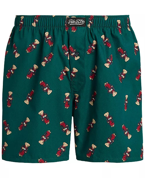 Men's Polo Bear Print Woven Boxers | Macy's