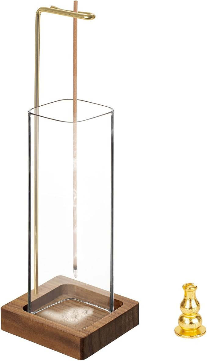 Incense Holder, Incense Holder for Sticks, Wood Insence-Stick Holder with Glass Ashes Collector, ... | Amazon (US)