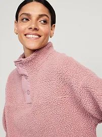 Step-Hem Sherpa Pullover for Women | Old Navy (US)