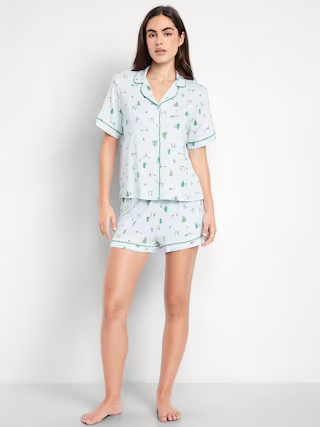 Sunday Sleep Knit Jersey Short Set | Old Navy (US)