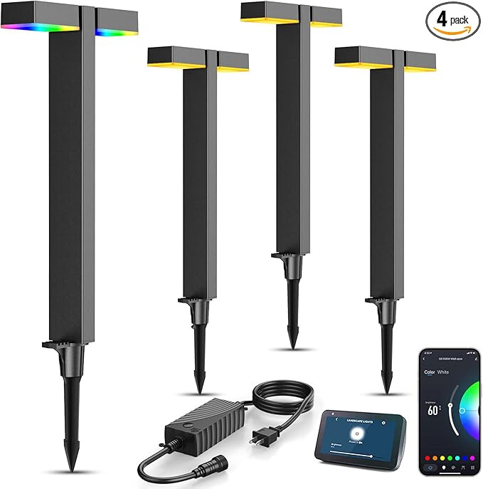 XMCOSY+ Low Voltage Landscape Lights, 400LM Smart Outdoor Lights with APP Control, LED RGBW Lands... | Amazon (US)