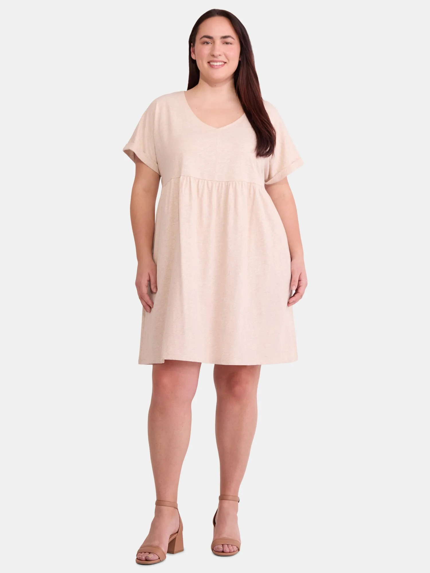Terra & Sky Women's Plus Size Cotton Knit Babydoll Dress, Sizes 0X-5X | Walmart (US)
