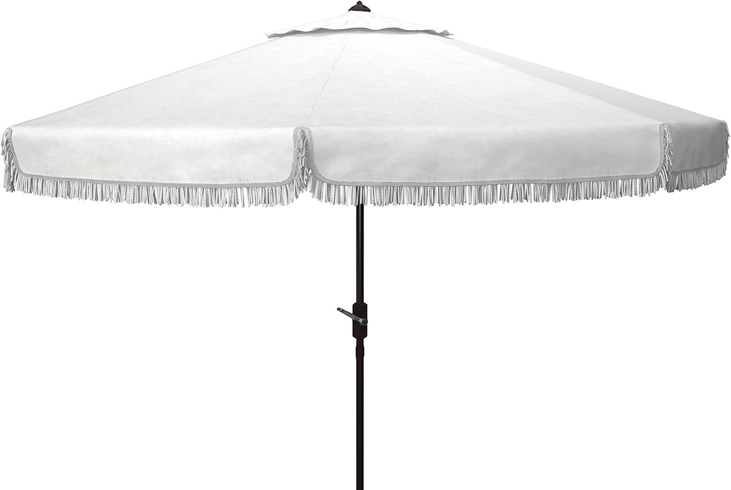 SAFAVIEH Outdoor Milan Fringe 11-Foot Round Crank UV Protected Umbrella | Amazon (US)