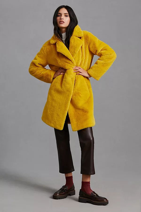 Velvet by Graham & Spencer Faux Fur Coat By Velvet by Graham & Spencer in Yellow Size S | Anthropologie (US)