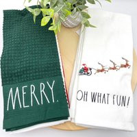 Rae Dunn Christmas | Kitchen Towels Joy Peace Blessed Oh What Fun | Etsy (US)