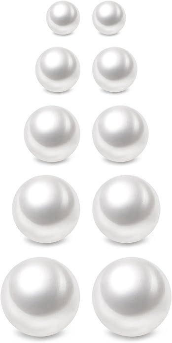 Charisma 3-7mm Composite Pearl Earrings, Round Ball Stud Earrings, Hypoallergenic, Surgical Steel... | Amazon (US)