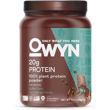 OWYN - 100% Vegan Plant-Based Protein Powder Dark Chocolate 1.17 lb Tub Dairy-Free, Gluten-Free, Soy | Walmart (US)