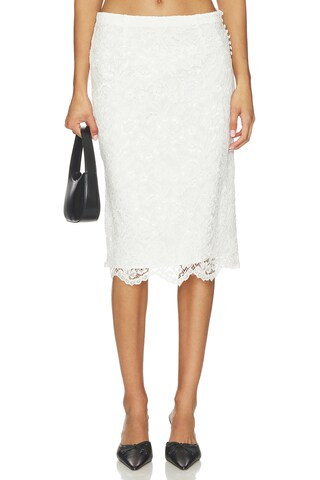 Frankies Bikinis X Paige Lorenze Honeymoon Lace Midi Skirt in White. - size M | Revolve Clothing (Global)