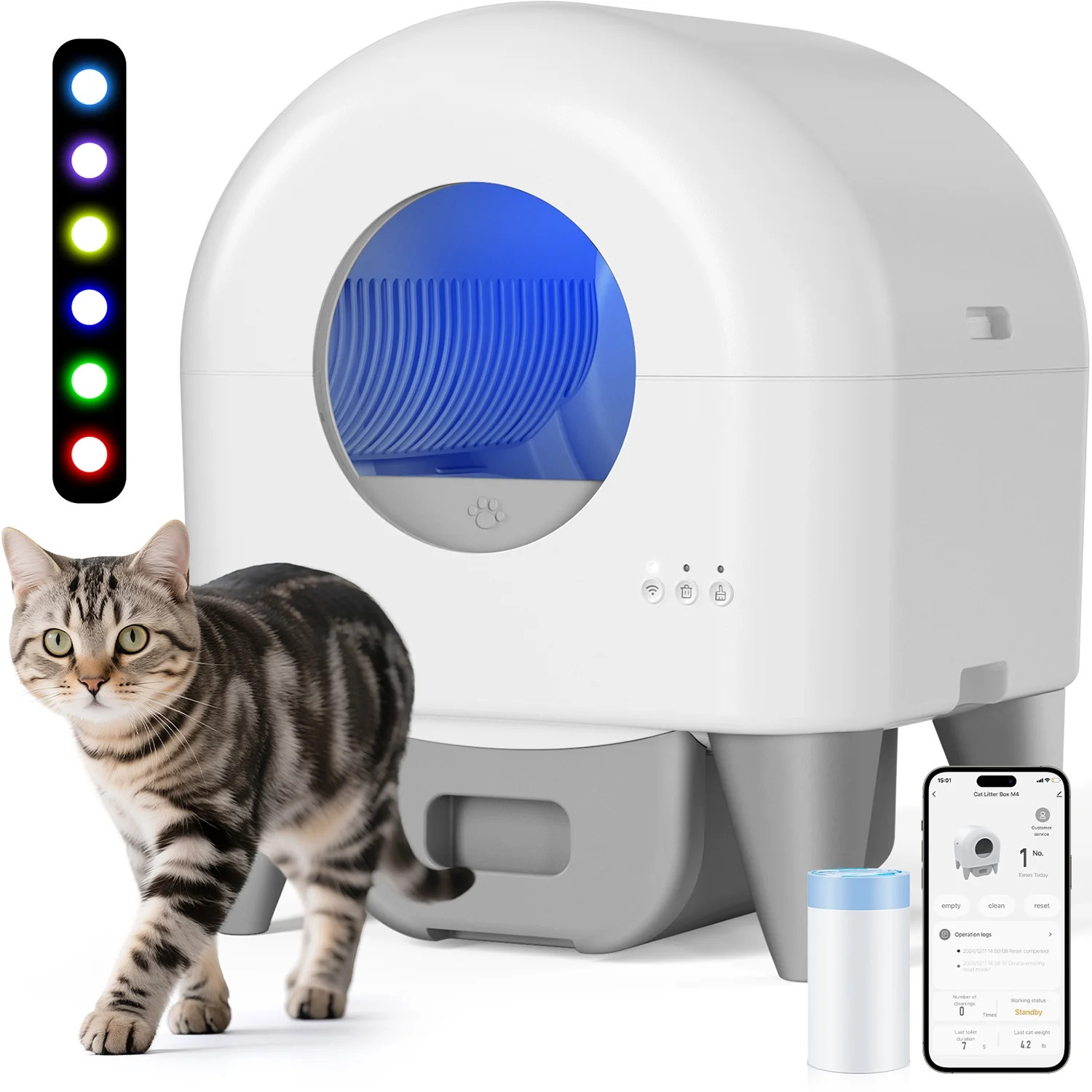Cumrige Self-Cleaning Cat Litter Box, App Controlled, with Safety Sensor, Removable and Washable ... | Walmart (US)