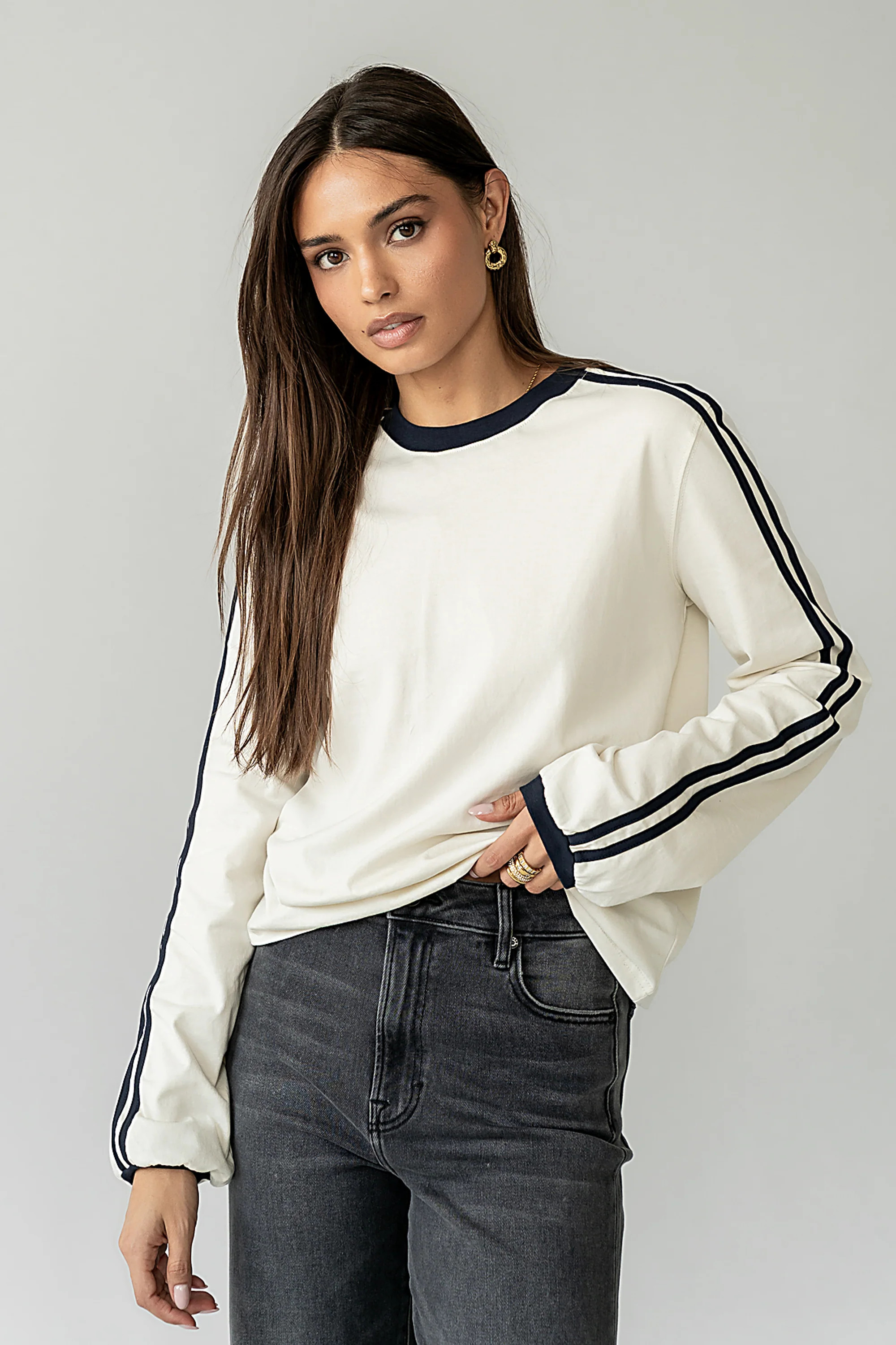 Romy Striped Top in Bone | Böhme US