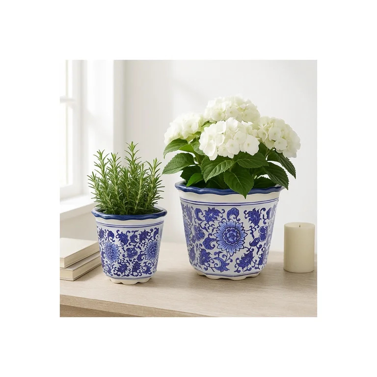 Decorative Chinoiserie Flower Pots for Home Décor - Elegant Ceramic Plant Pots for Outdoor and I... | Walmart (US)