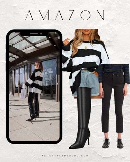 Amazon striped sweater, amazon finds, amazon boots, amazon jeans, winter outfit 

#LTKfindsunder100 #LTKsalealert #LTKfindsunder50