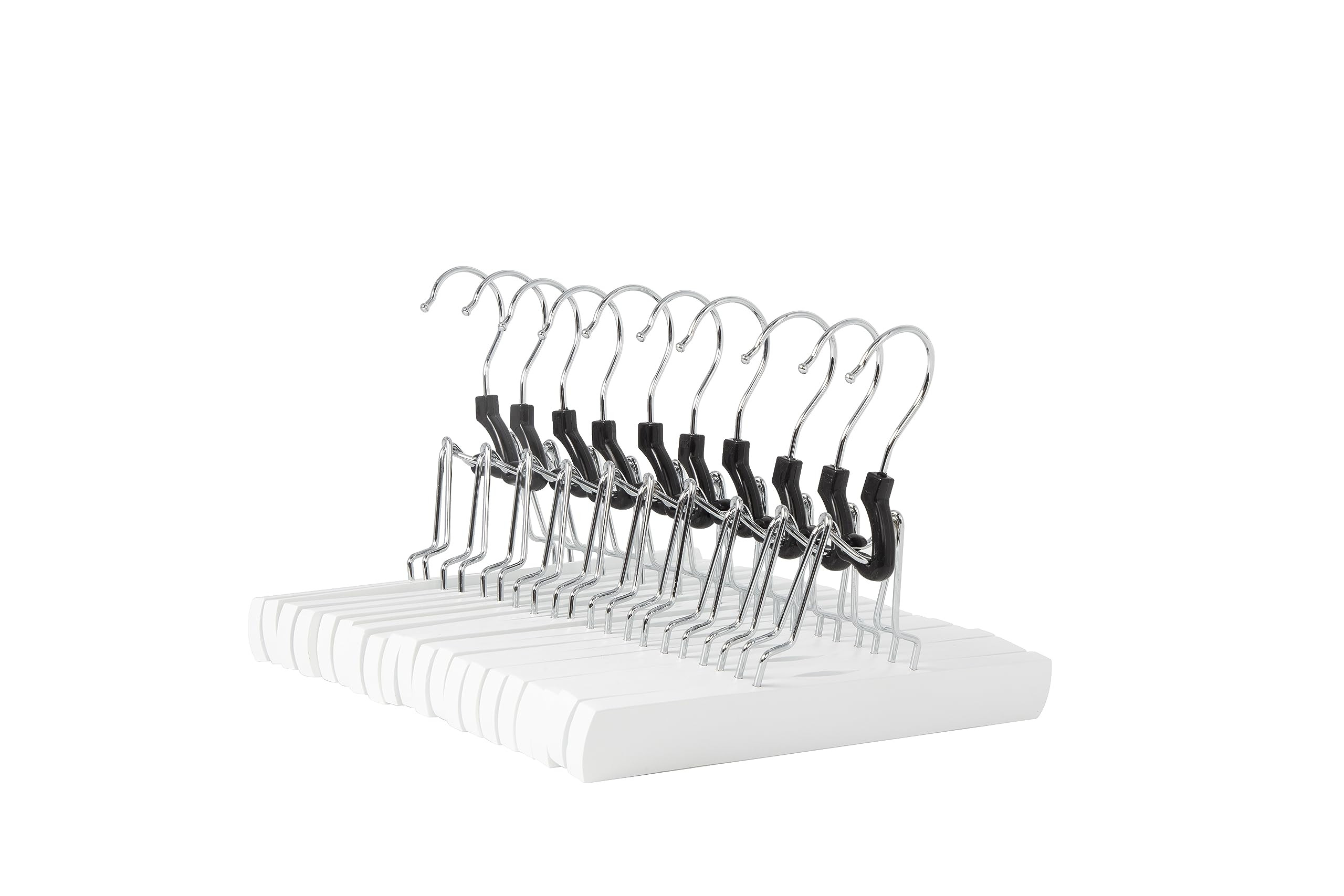 Amazon Basics Wooden Pants Hangers - White, 10-Pack | Amazon (US)