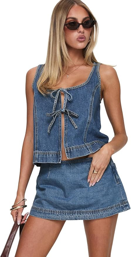 Princess Polly Women's Stefenie Denim Skort Mid Wash | Amazon (US)