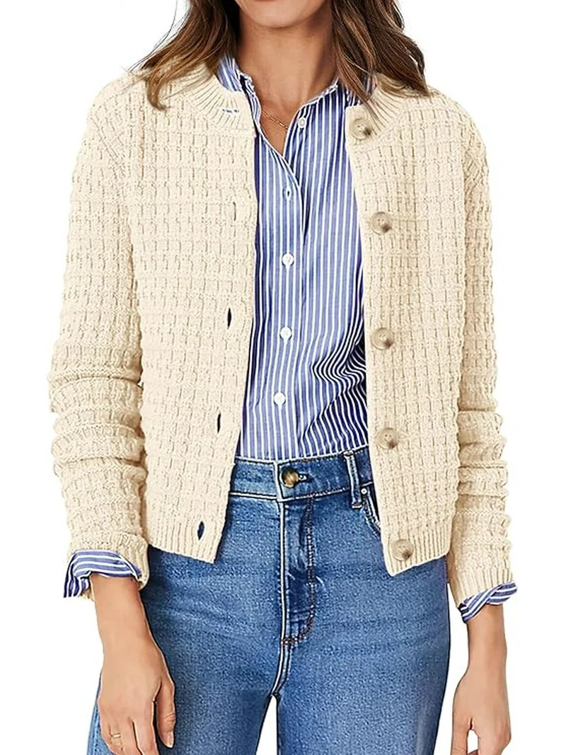 PRETTYGARDEN Women's Knit Cardigan Sweaters Casual Long Sleeve Open Front Button Down Trendy Jack... | Walmart (US)