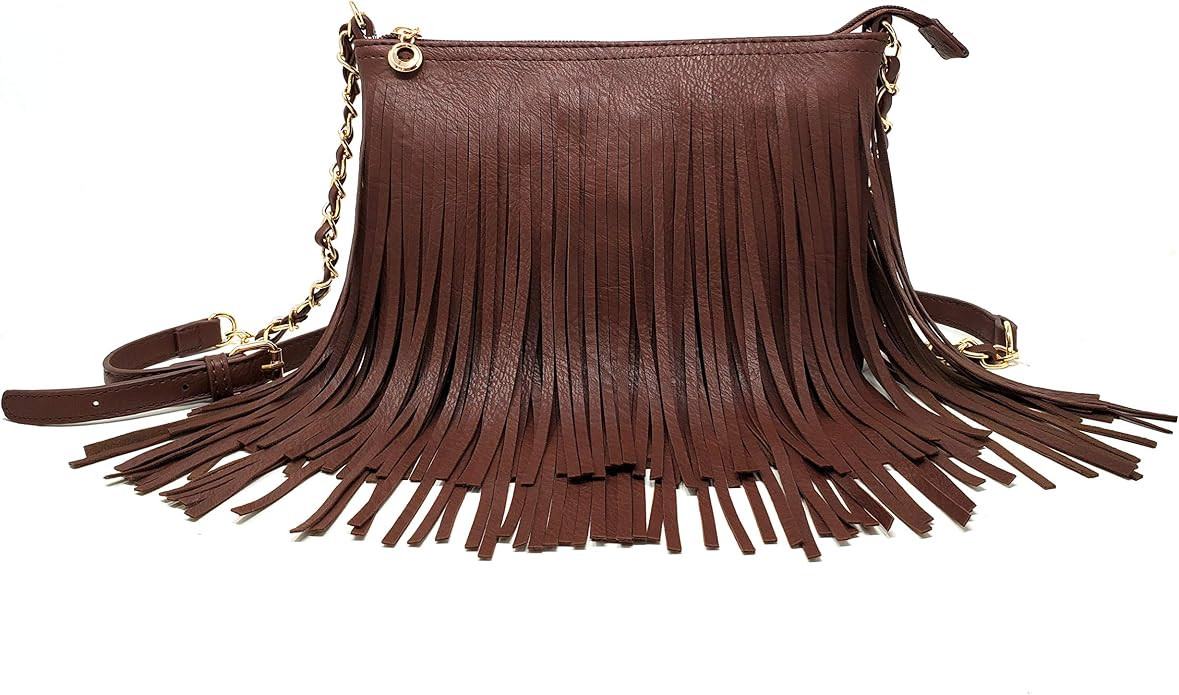 Fringe Crossbody Shoulder Bag with Strap, Tassel Messenger bag, Country Style Western Fringe Purs... | Amazon (US)