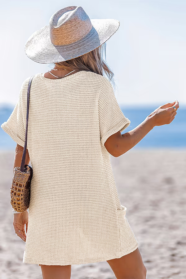Dreamy Tides Beige Cover-Up Mini Dress | Cupshe US