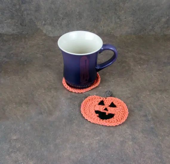Pumpkin Coaster Crocheted cotton jack o lantern coaster for | Etsy | Etsy (CAD)