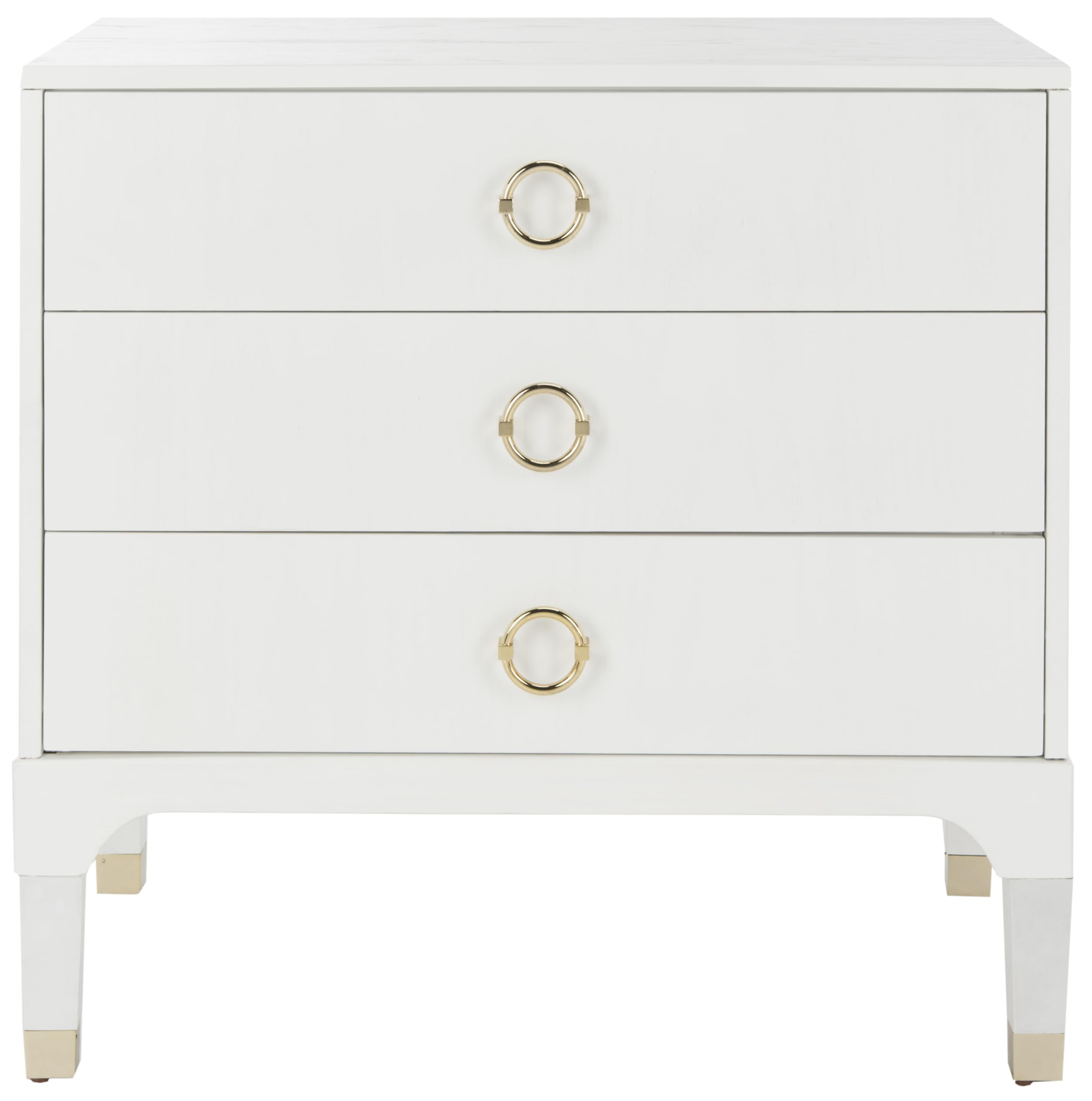 Safavieh Home Collection Lorna 3 Drawer Contemporary Night Stand Nightstand, White | Amazon (US)