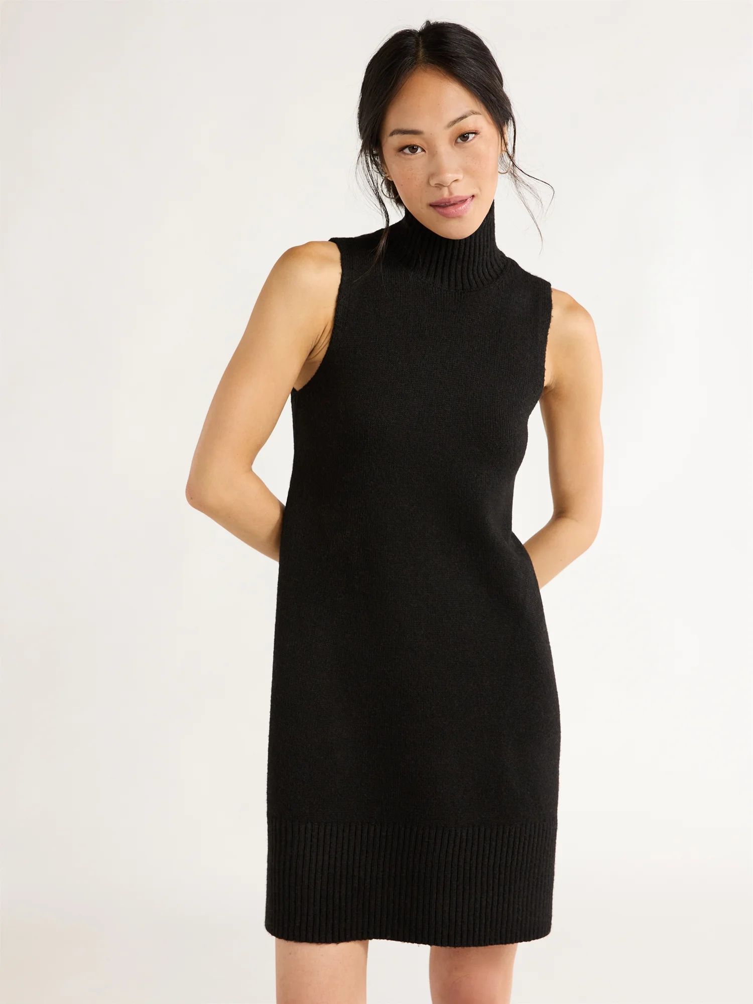 Free Assembly Women’s Sleeveless Turtleneck Sweater Mini Dress, Sizes XS-XXL | Walmart (US)