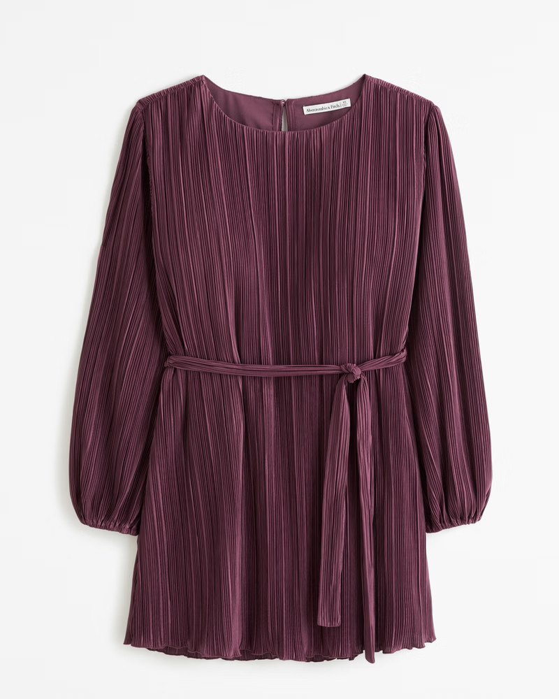 Satin Plisse Easy Mini Dress | Abercrombie & Fitch (US)