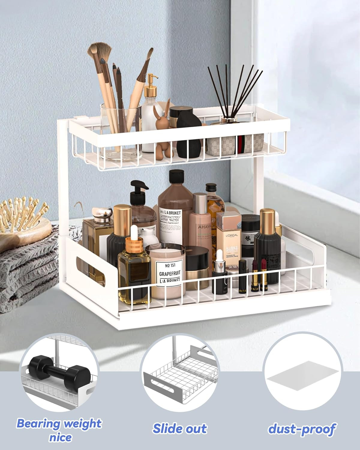 Under Sink Organizers, Metal Pull Out Under Sink Organizers and Storage Shelves with Sliding Draw... | Amazon (US)