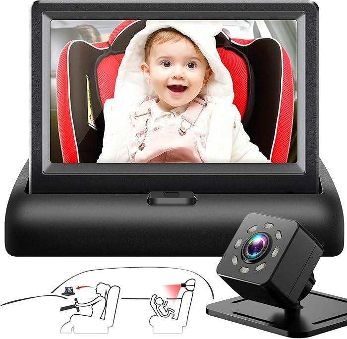 Baby Car Mirror with 4.3'' HD Night Vision Function Display, Safety Car Seat Camera with Wide Cry... | Amazon (US)