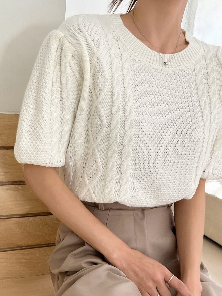 New
     
      DAZY Cable Knit Puff Sleeve Knit Top | SHEIN