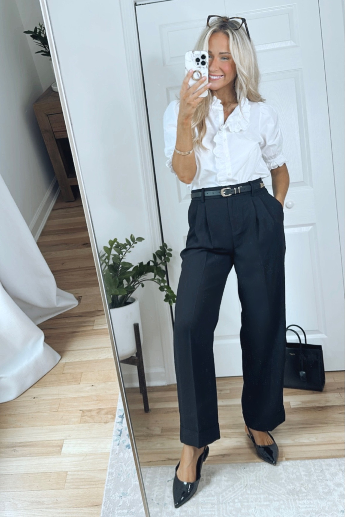 Ruffle-trim button-up shirt in … curated on LTK