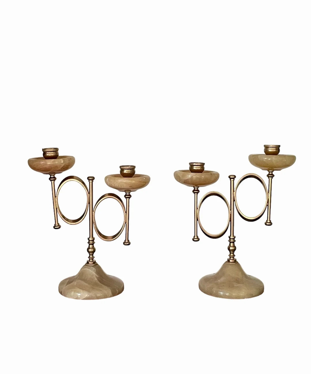 Old Pair of Art Deco Marble and Chrome Candlesticks - Etsy | Etsy (US)