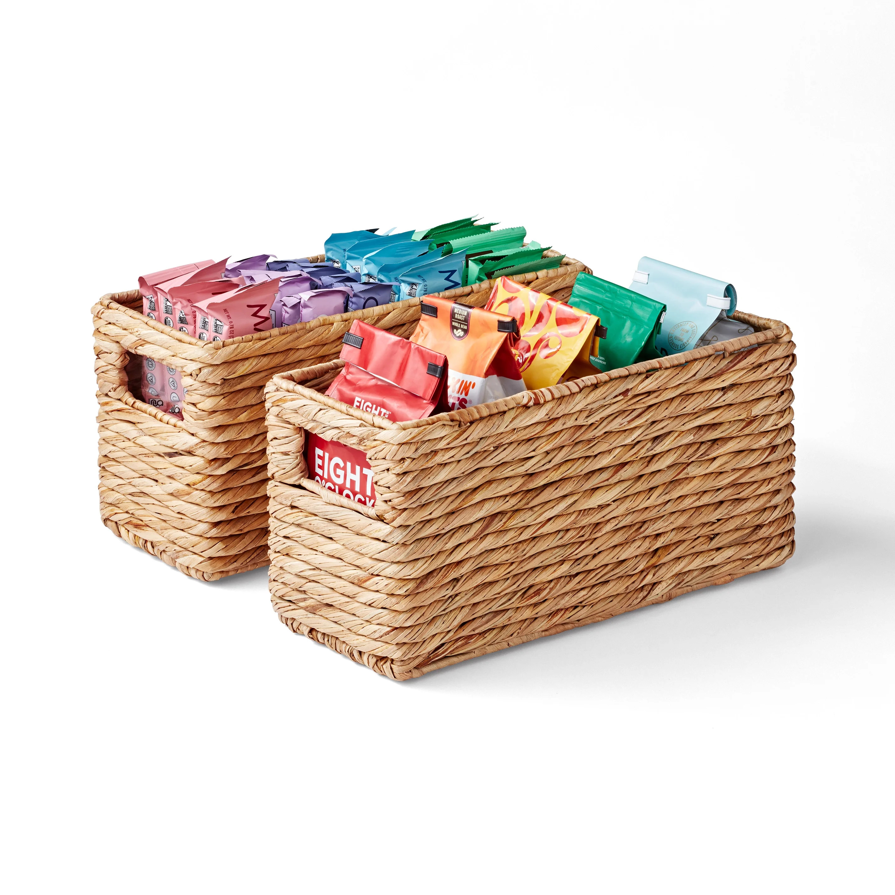 The Home Edit Natural Woven Bulrush Narrow Bins, Set of 4 | Walmart (US)