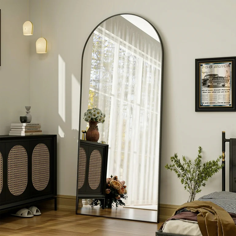 BEAUTYPEAK 76"x 35" Oversized Full Length Mirror Arch Standing Floor Mirror Full Body Mirror, Bla... | Walmart (US)