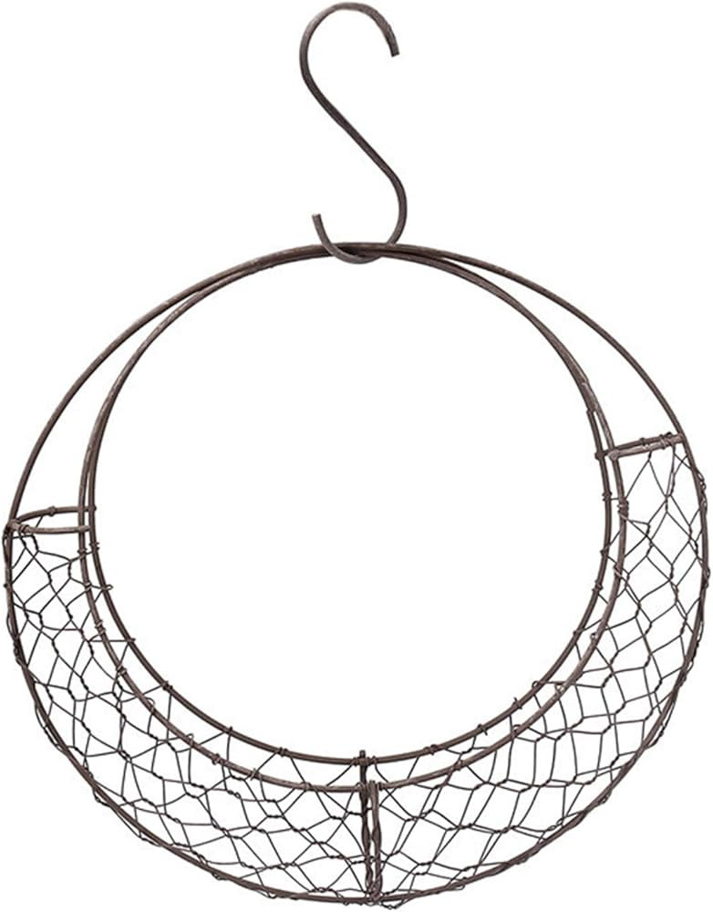Round Wire Wreath Frame, Moon Shaped Metal Hanging Planter Plant Holder, Flower Basket, Succulent... | Amazon (UK)