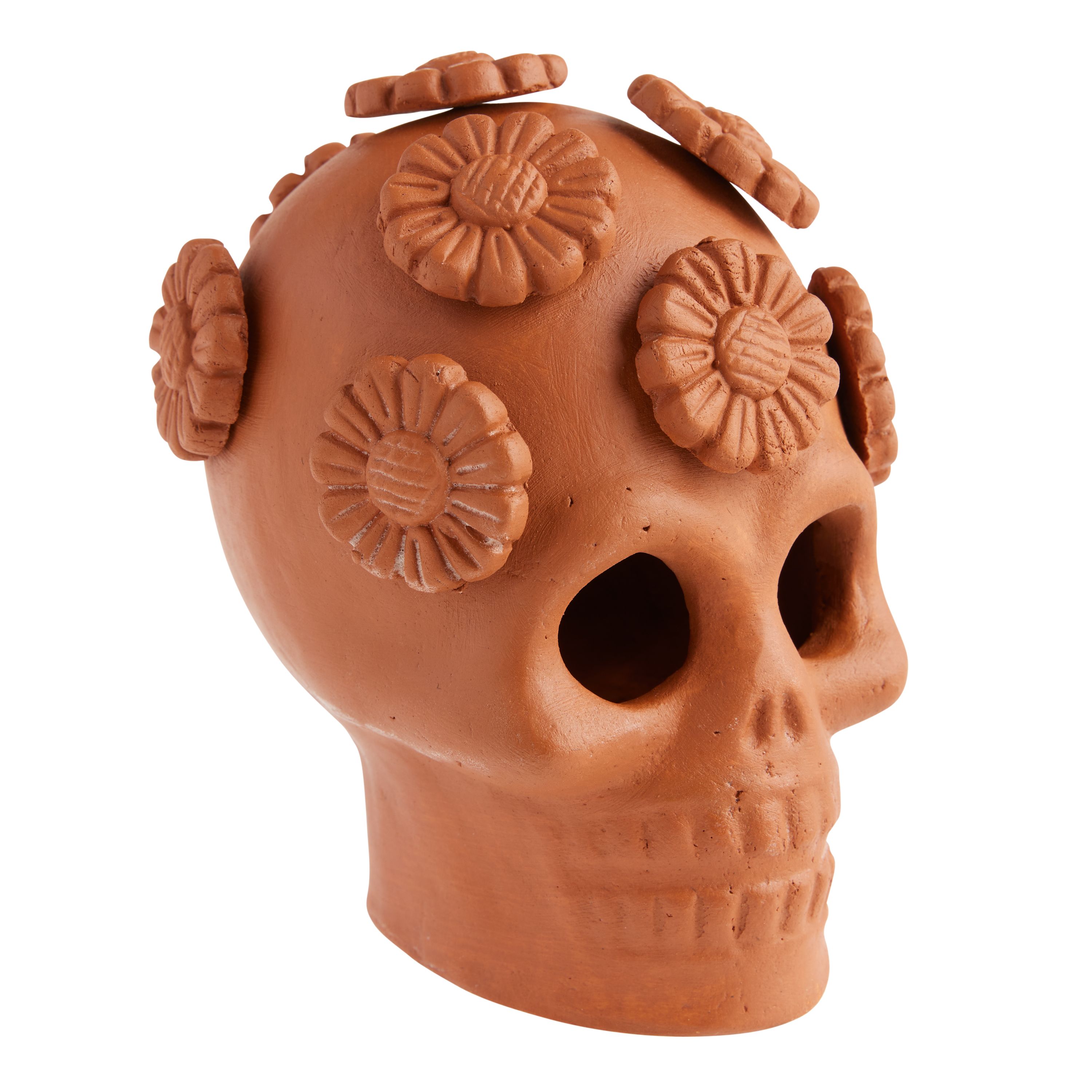 CRAFT Terracotta Dia De Los Muertos Floral Skull Decor | World Market